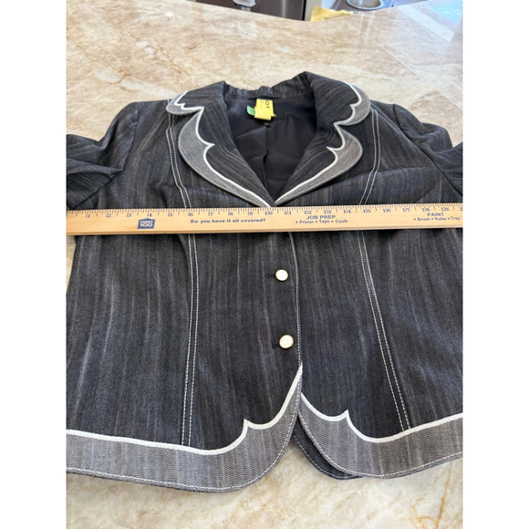 Escada Black & White denim Blazer, Size 42 - Picture 9 of 15